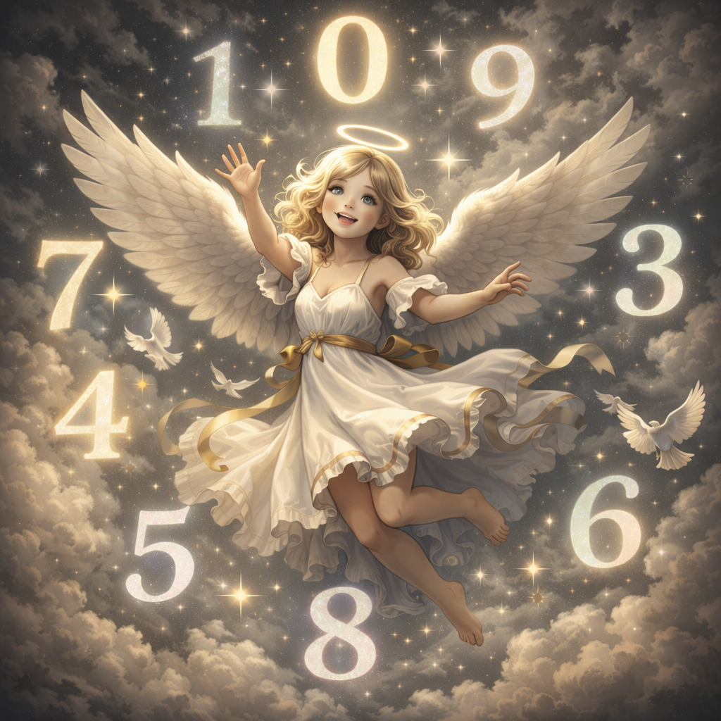 天使が数字と戯れてる絵。